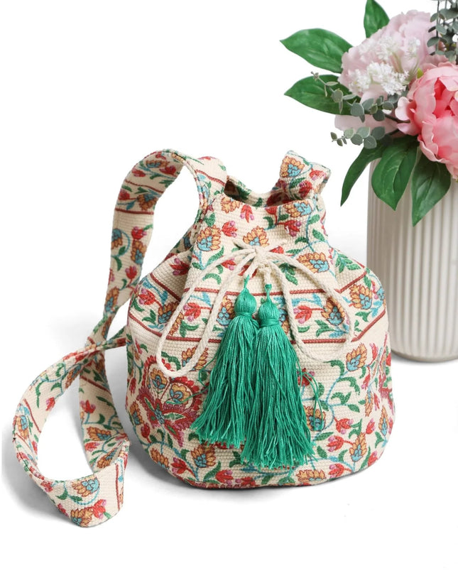 Patterned Crossbody bucket bag