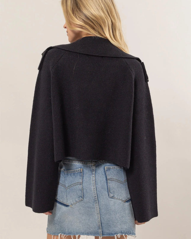 Casey Cropped sweater trench jacket