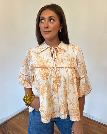Dina printed babydoll top