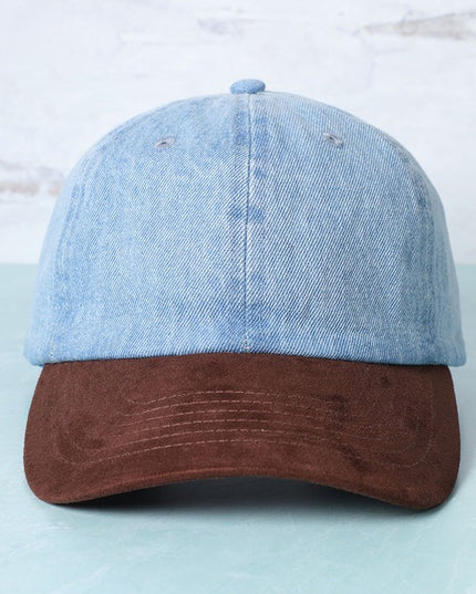 Denim suede cap
