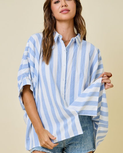 Striped button down oversized top