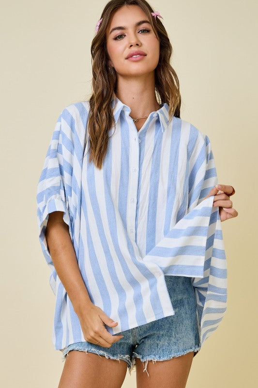 Striped button down oversized top