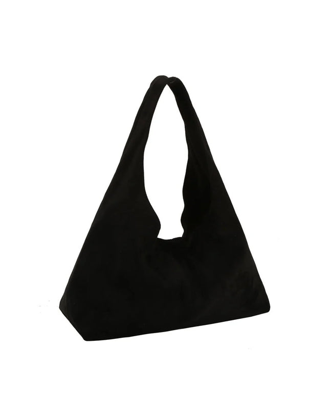 Faux suede hobo tote (black)
