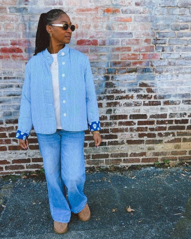 Sunday Blue reversible quilt jacket
