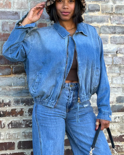 Denim bomber jacket