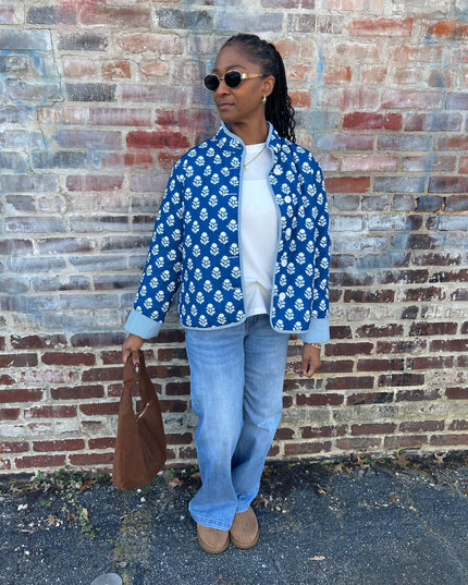 Sunday Blue reversible quilt jacket