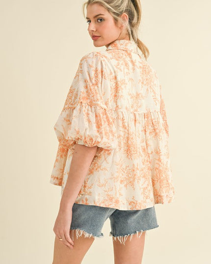 Dina printed babydoll top