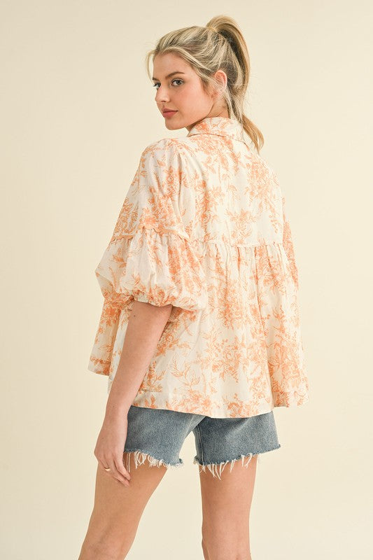 Dina printed babydoll top