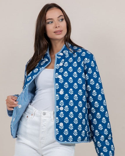 Sunday Blue reversible quilt jacket