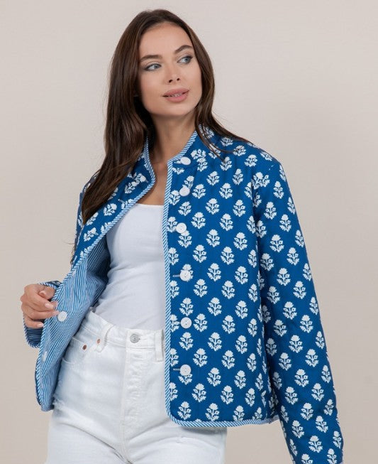 Sunday Blue reversible quilt jacket