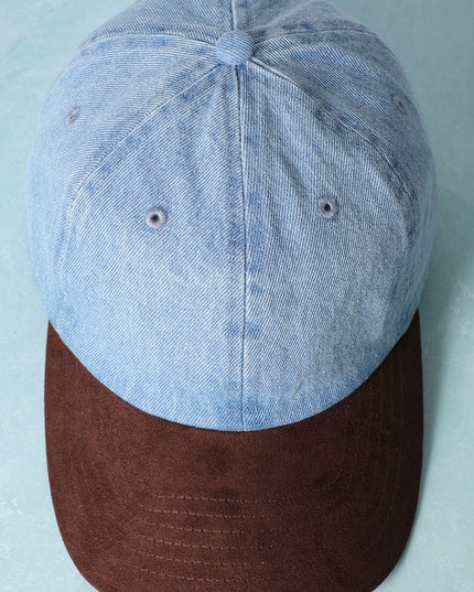 Denim suede cap