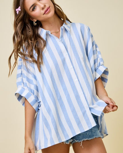 Striped button down oversized top