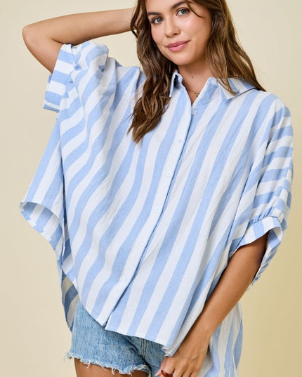 Striped button down oversized top