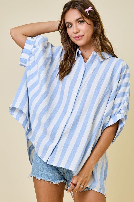 Striped button down oversized top