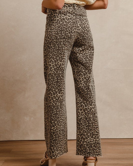 Leopard print high rise jeans