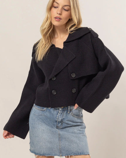 Casey Cropped sweater trench jacket