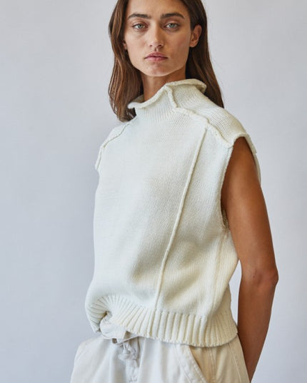 Oatmeal seam detail sweater vest/top