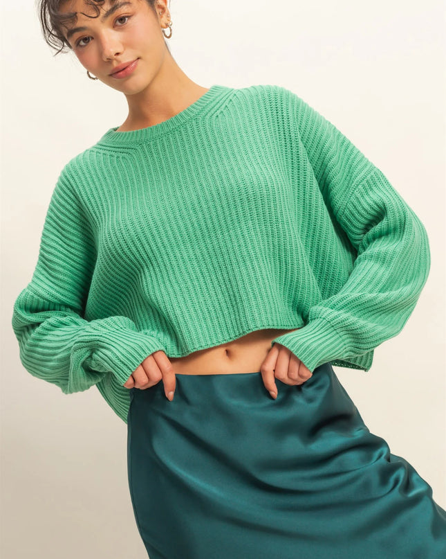 Cropped knit sweater