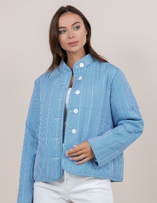 Sunday Blue reversible quilt jacket