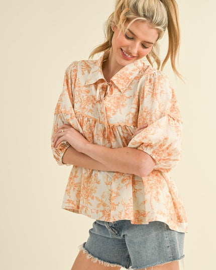 Dina printed babydoll top