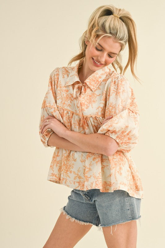 Dina printed babydoll top