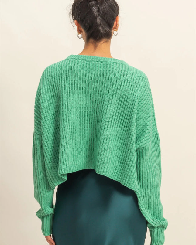 Cropped knit sweater