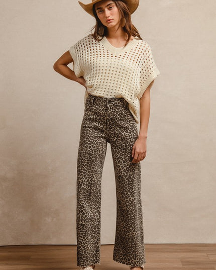 Leopard print high rise jeans