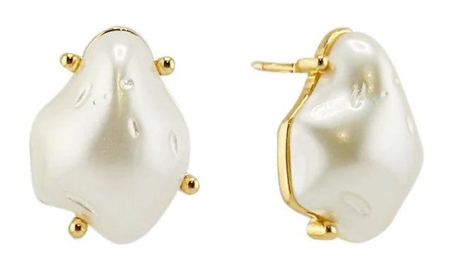 Stuffed Pearl Post Earrings