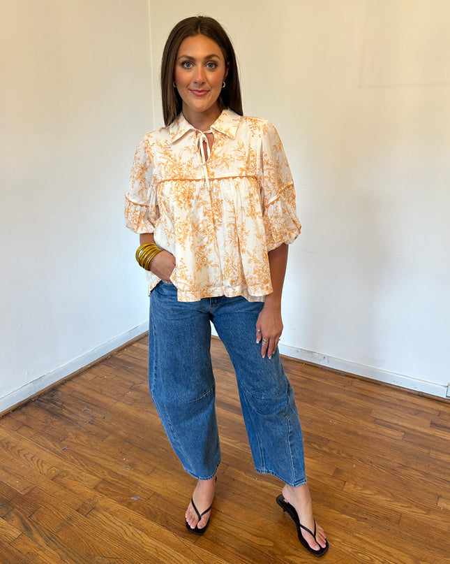 Dina printed babydoll top